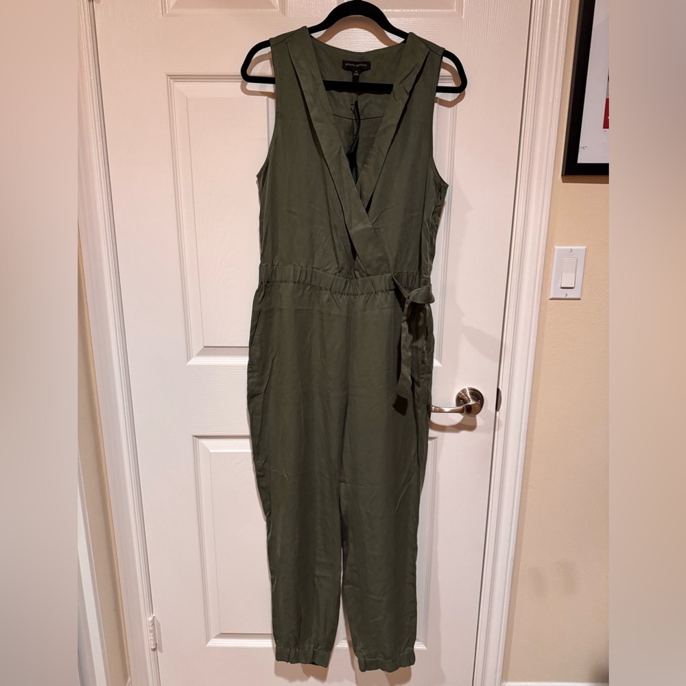 Banana Republic Khaki Green Wrap Jumpsuit